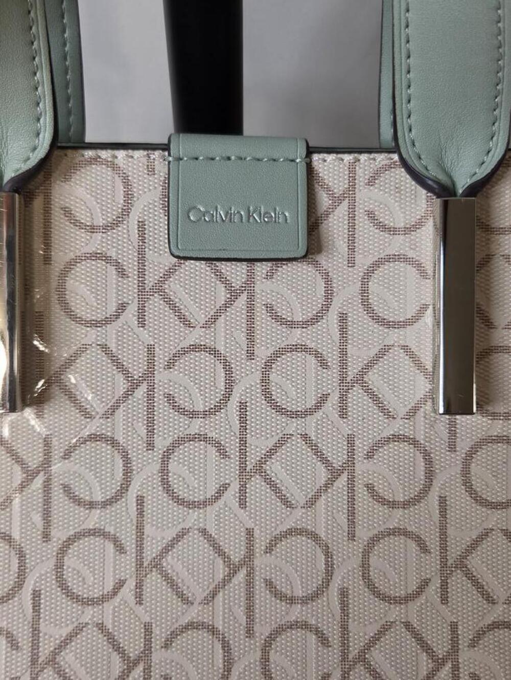 Calvin Klein Audrey Signature Crossbody Mini Tote Sage and Khaki - Picture 11 of 13